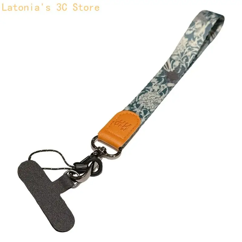 Robustes Canvas-Lanyard mit Totemblättern. Vielseitig einsetzbar für Mobiltelefone – Detail 3