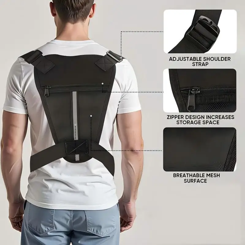 Tactical Chest Vest Pack Multi-Pocket Sports Bag Vest With Adjustable Shoulder Strap Hands-Free Bag Cycling Hiking Outdoor Gear view 4