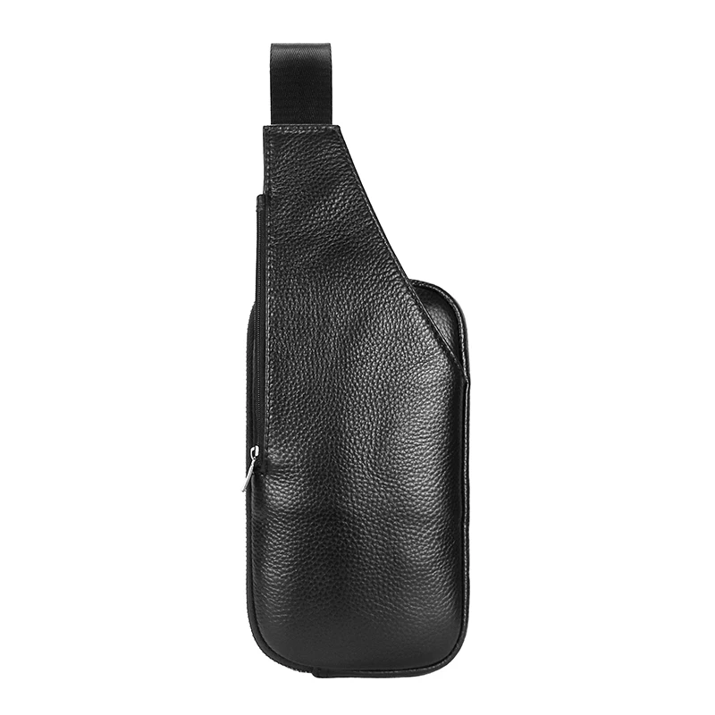 Kleine Leder-Sling-Crossbody-Brusttasche, leichter Tagesrucksack, schlanke, diebstahlsichere Umhängetasche, über der Schulter, Rucksack für Mann und Frau – Detail 4