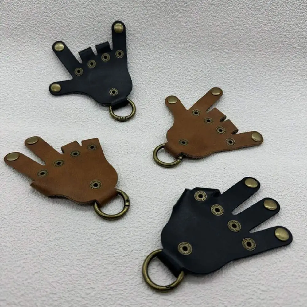 الجدة الجلود المفاتيح جلد البقر خمسة فتحات معلقة شكل اليد قلادة سيارة كيرينغ سحر اليد حامل سلسلة مفاتيح حقيبة/مفتاح ديكور