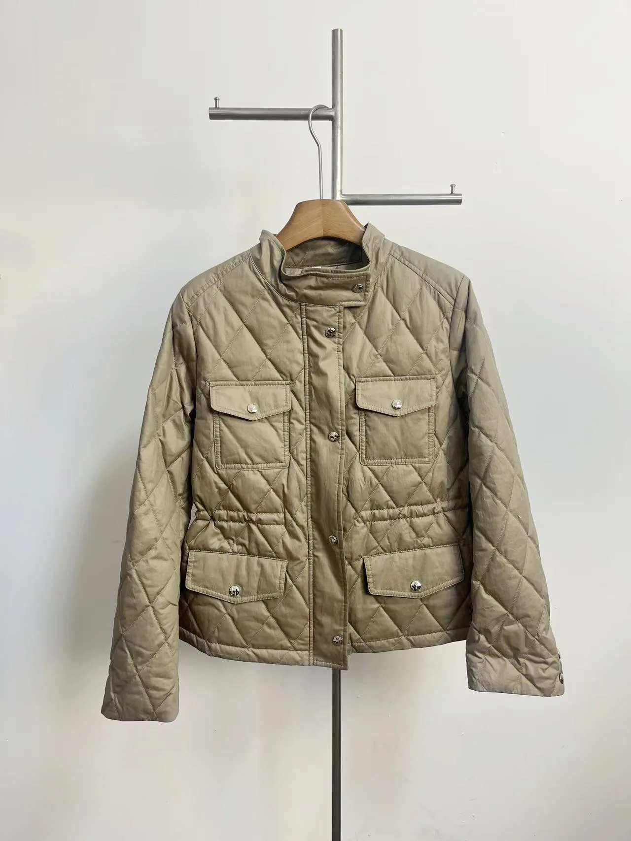 Diamond-patterned down jacket, 2026 autumn-winter new style, elegant business casual down-filled winter warm women's down jacket