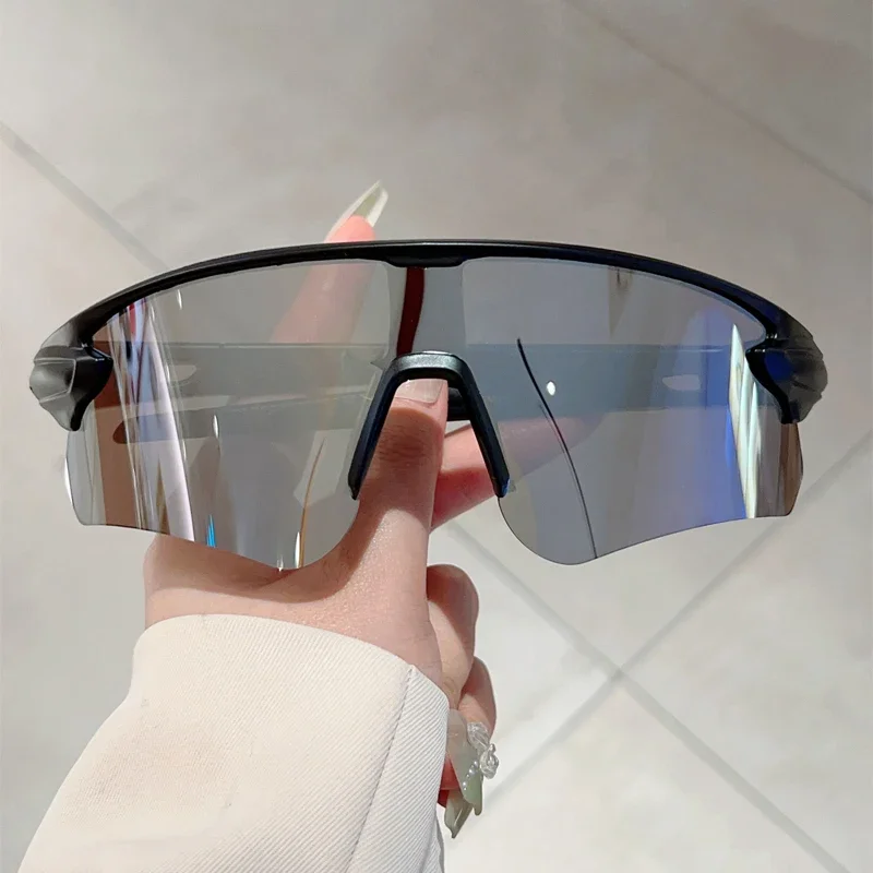 GM LUMIAS Semi Rimless Sports Goggle Men Oversize Mirror Professional Cycling Sunglasses Wrapped Round Anti-UV Protective Shades