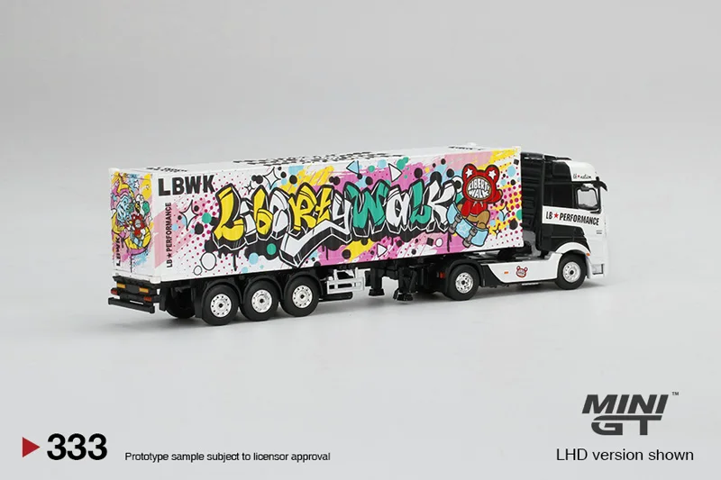 TSM MINI GT #333 LB Graffiti Edition 1:64  Benz towing head Actros container simulation Die-cast alloy car model