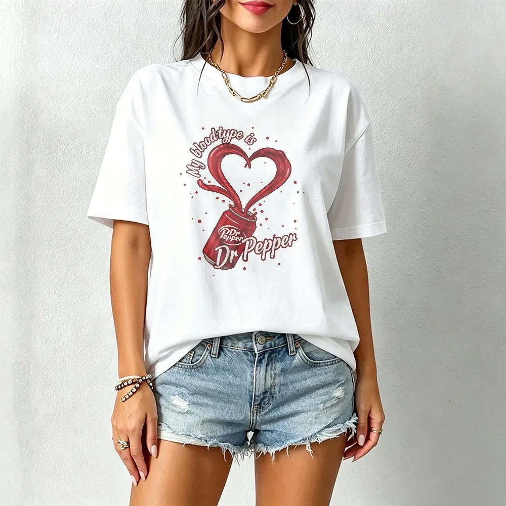 Dr Pepper My Blood Type Is Cotton Unisex Tee Trendy Streetwear Top Humorous Retro Soda Lover Shirt Funny Beverage Fans Clothing