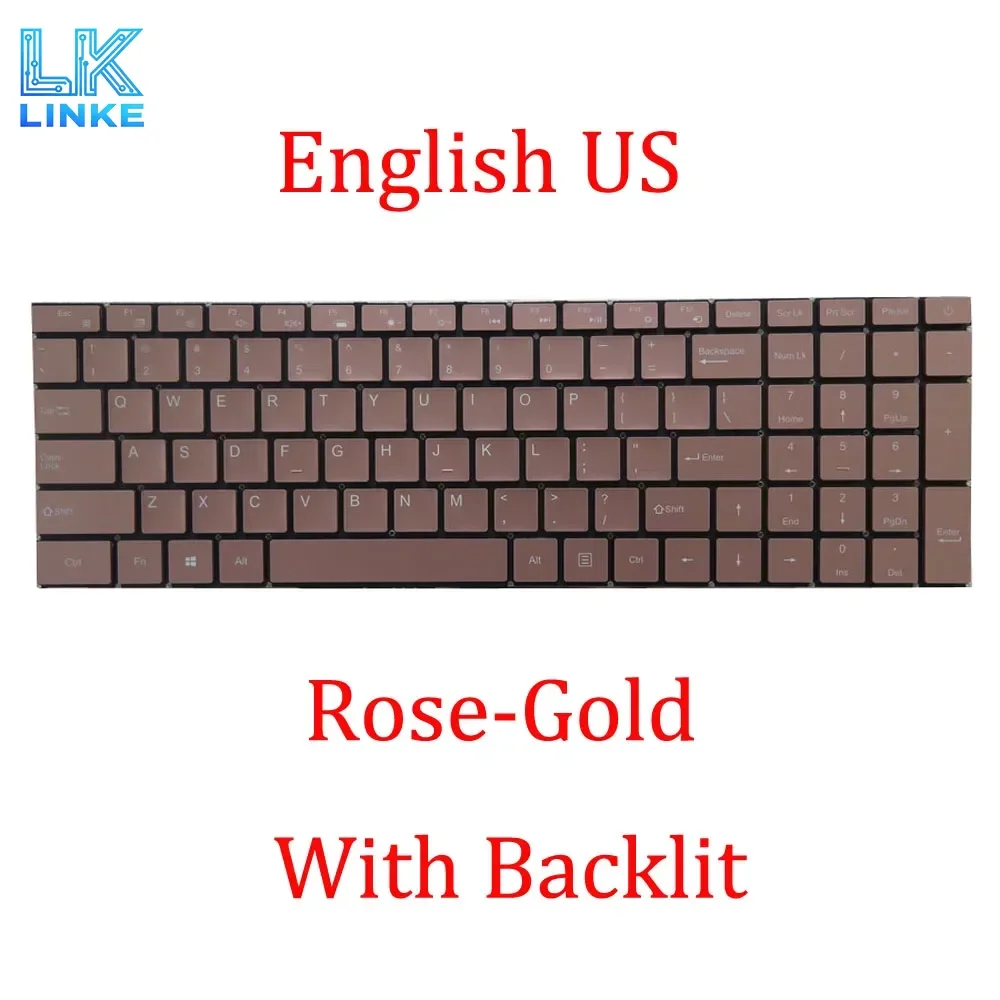 Backlit / No Backlit US FR Keyboard For Teclast F16 Pro Black Rose-Gold English US French FR Without Frame New