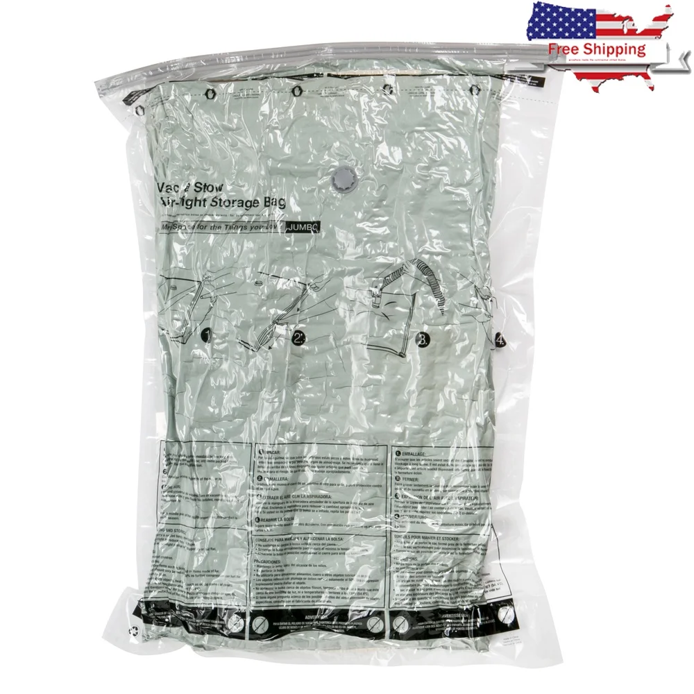

Airtight Jumbo Vacuum Storage Bag Bedding Clothes with Double Zippers and Clips Durable Watertight Compression Space Saver