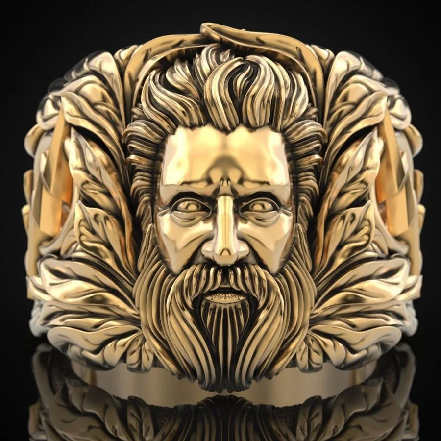 

17.5g 3D God Zeus And Llightning Mens Gold Rings Art Customized 925 Solid Sterling Silver Many sizes 8-13