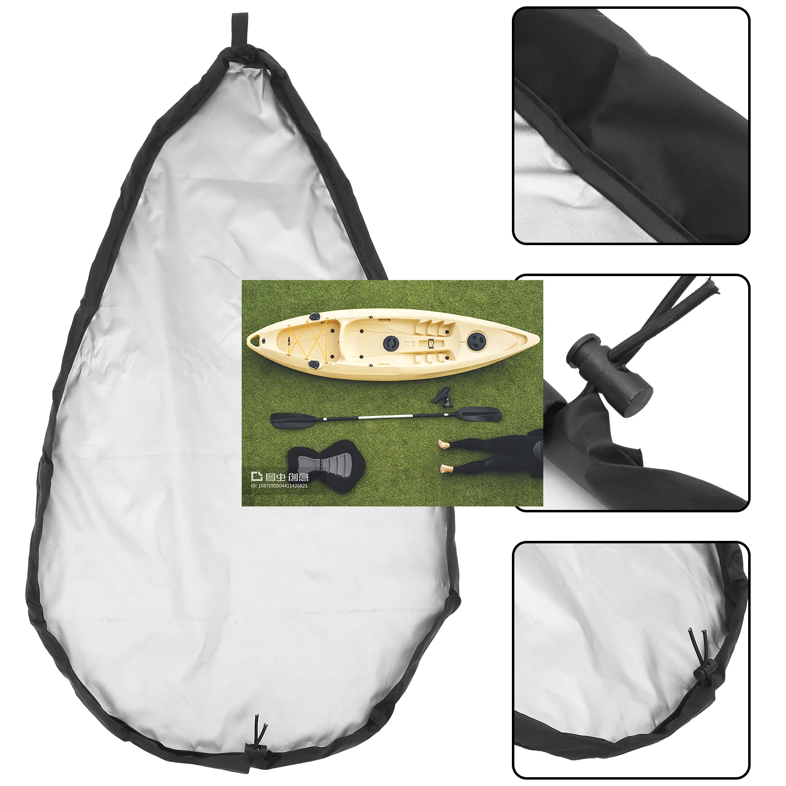 카약 시트 커버 실버 코팅 방수 찢김 방지 폴리에스테르 자외선 차단 야외용 카약 용품