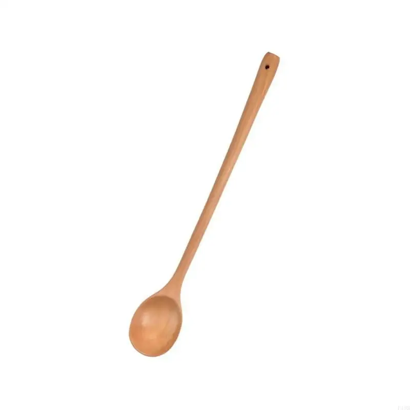 F19B Korean Natural Cooking Spoon Long Handle For Hot Liquids Stirring Serving And Tasting Kitchens Essential