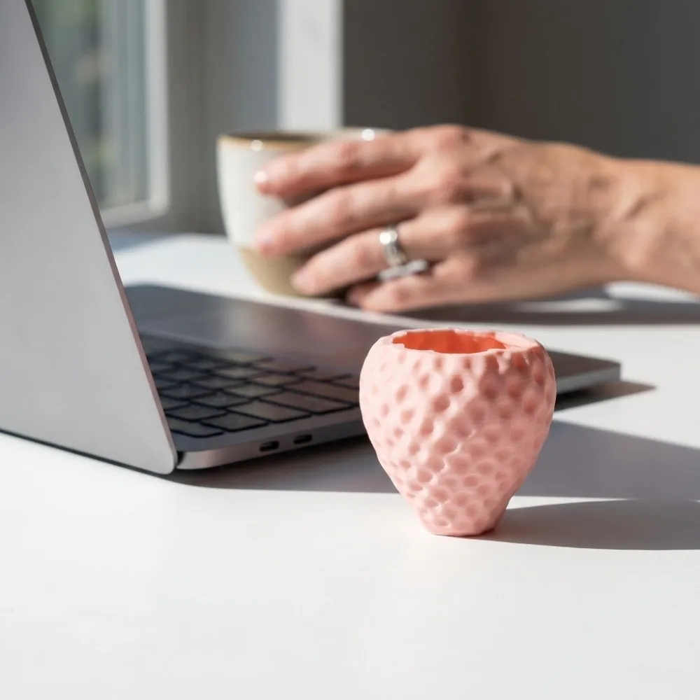 Funny 3D Printed Strawberry Flower Pot Sweet Decoration Mini Plant Pot Ornaments Fruit Shaped Desktop