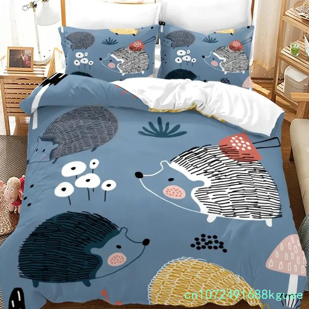 Lovely Animal Hedgehog Bedding Set 3D Print Comfortable Queen King Single Duvet Cover Set Home Textile Decoration Scenery 3
