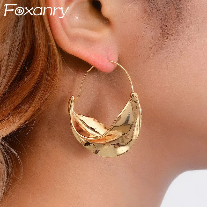 Foxanry Prevent Allergy Irregular Geometric Drop Earrings For Women New Fashion Creative Design Exaggerated Engagement Jewelry