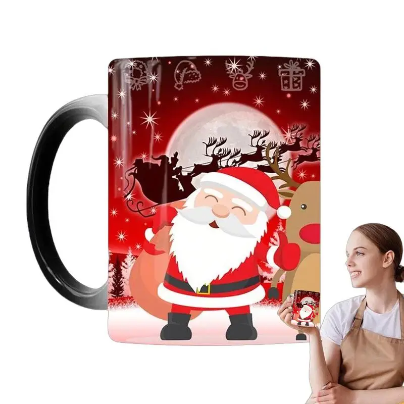 Creative Ceramics Color Changing Mug 350ml Water Cup Christmas Gift Heat Sensitive Funny Drinking Cup for Christmas