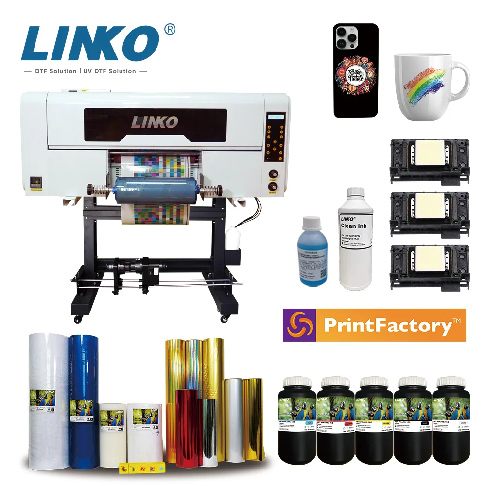 Crystal Label UV DTF Printer A3 Desktop UV DTF Printing Machine for Sticker Logo Glass Metal Plastic Printing