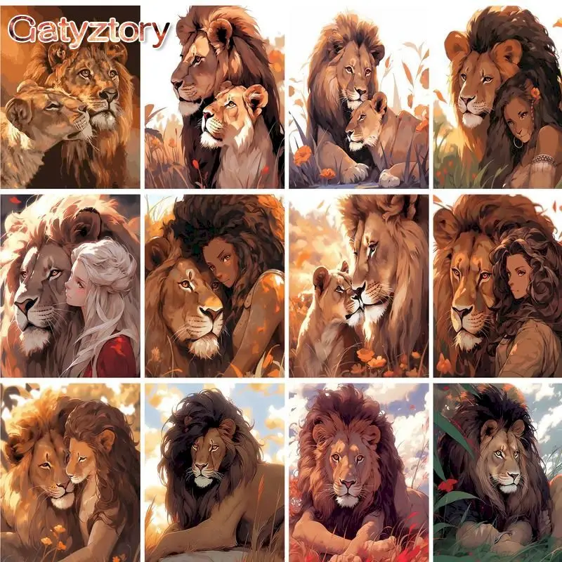 

GATYZTORY Frame Lion Animals DIY Painting By Numbers Modern Home Wall Art Picture Paint By Numbers Unique Gift For Home Decors A