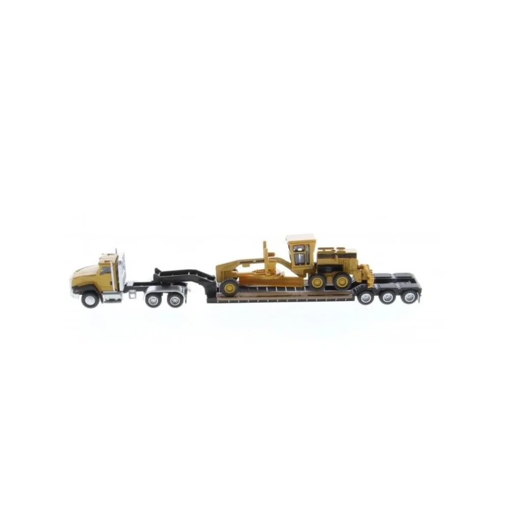 

5 Color! 1:87 DieCast Machines CT660 Day Cab Tractor With Lowboy Trailer 163H Motor Grader Toy Gift Model DieCast Masters 84414
