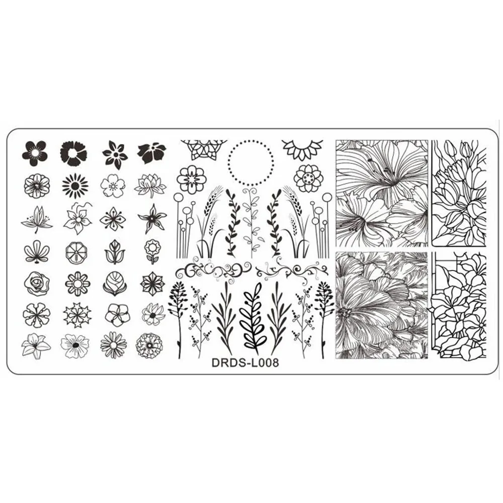 1 pz 12*6cm Nail Art estate fiore timbro timbratura piatti modello di fiore fresco piatti modello di chiodo trasferimento unghie strumento #