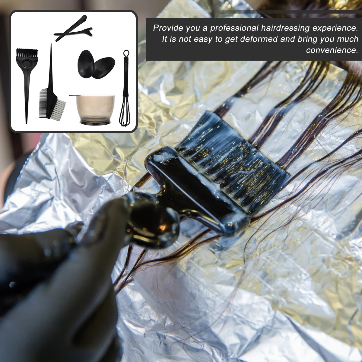 8pcs Hair Coloring Set Professional Tools Flexible Bristles Applicator Brush Dye Bowl Nylon Easy Hairdressing Kit - Image 2