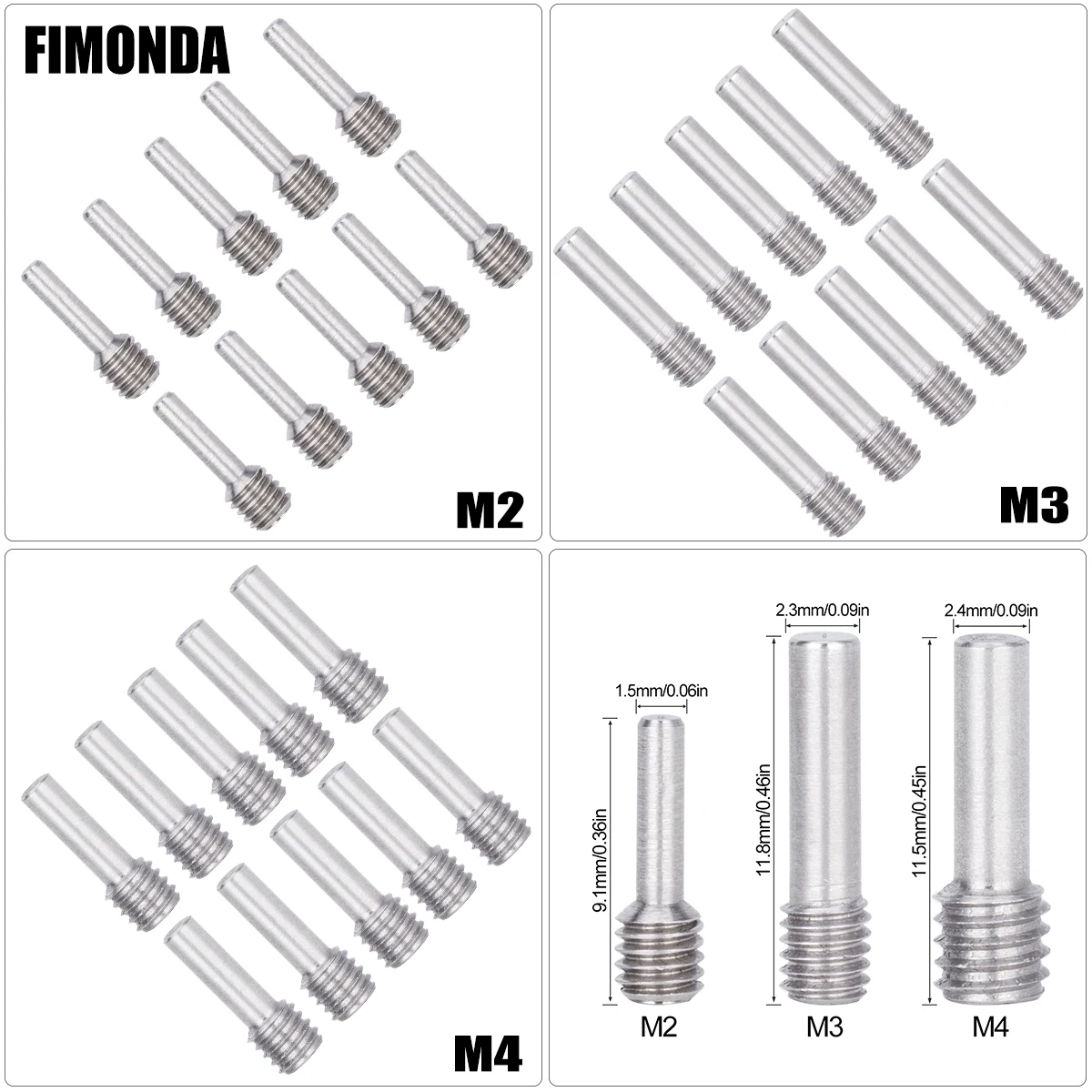 

M2 M3 M4 Screw Bolt Set, 10Pcs Front Rear Bumper Driveshaft Pin Axle Set Screws, for 1/10 RC Crawler Car Axial SCX10 Models