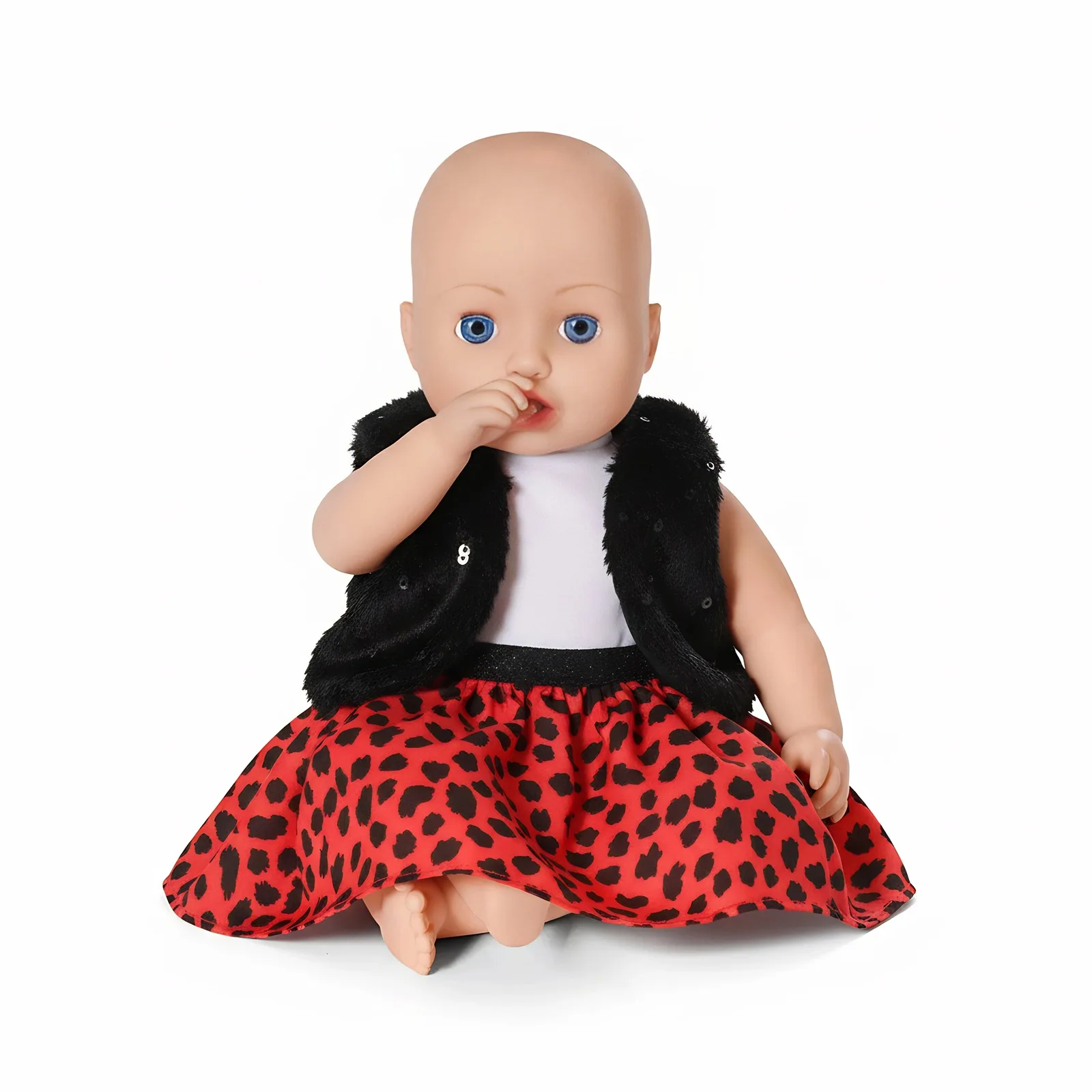 3개 세트 레오파드 프린트와 블랙 글리터 조끼 43cm 리본 베이비 인형 옷 액세서리 18인치 인형 소녀 장난감