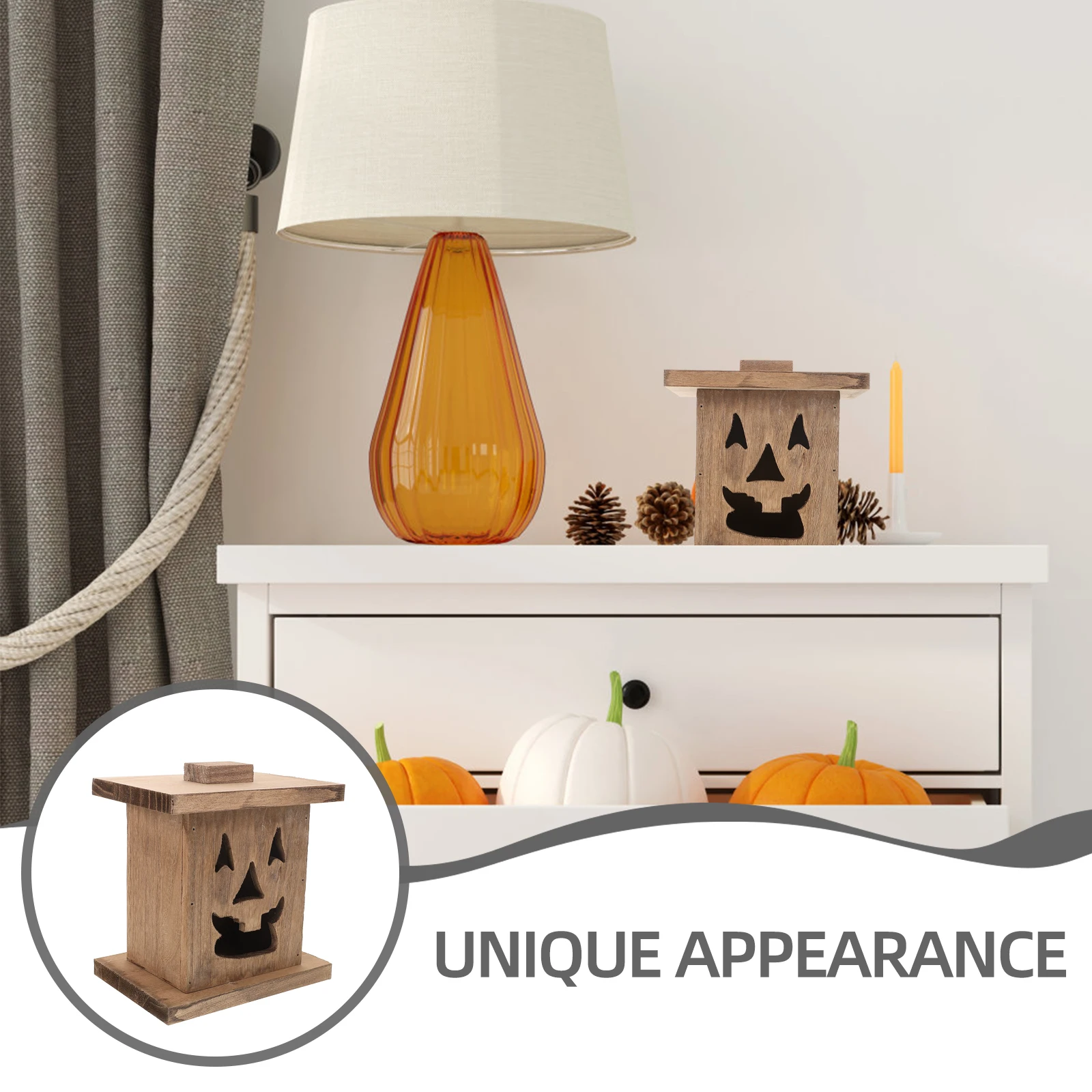 

Halloween Wood Ghost Decoration Realistic Smooth Pumpkin Element for Garden Home Party Decor Halloween Decoration