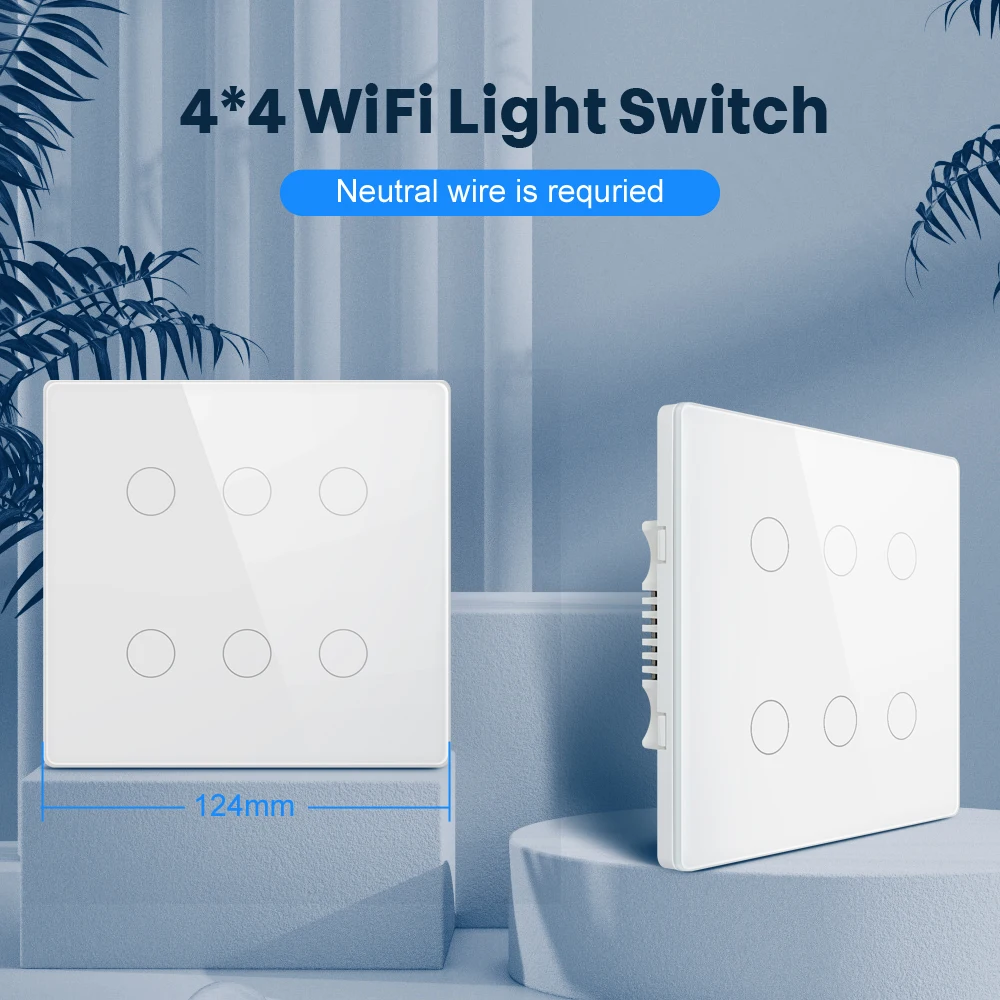 AVATTO Tuya Brazil WiFi Light Switch,Touch-Sensor Smart Home interruptor 4/6 Gang Brasil Wall Switch work with Alexa,Google Home