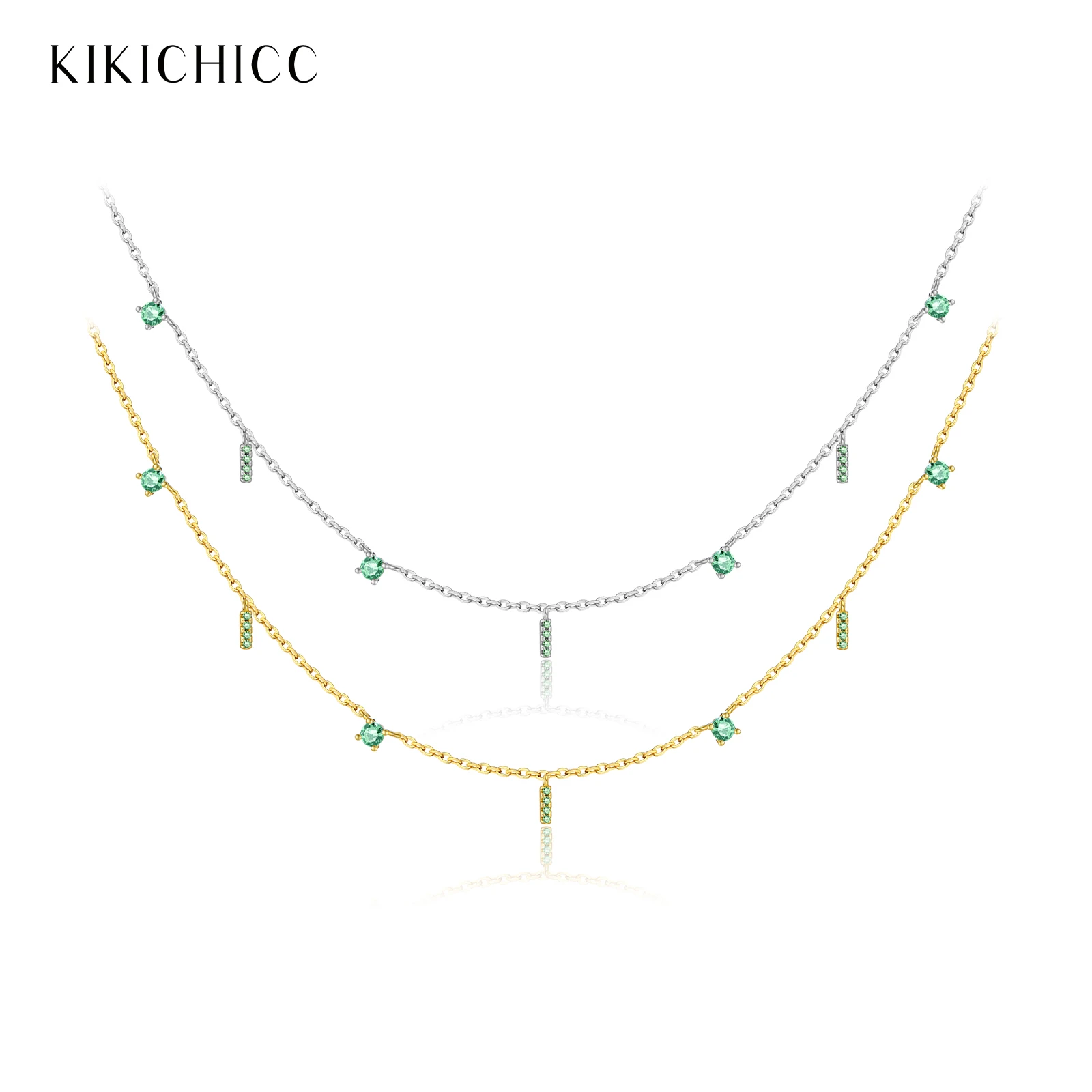 

KIKICHICC 925 серебристо-зеленый циркон геометрический кулон ожерелье 2025 роскошный минималистичный изысканный повседневный подарок на свадьбу, день рождения
