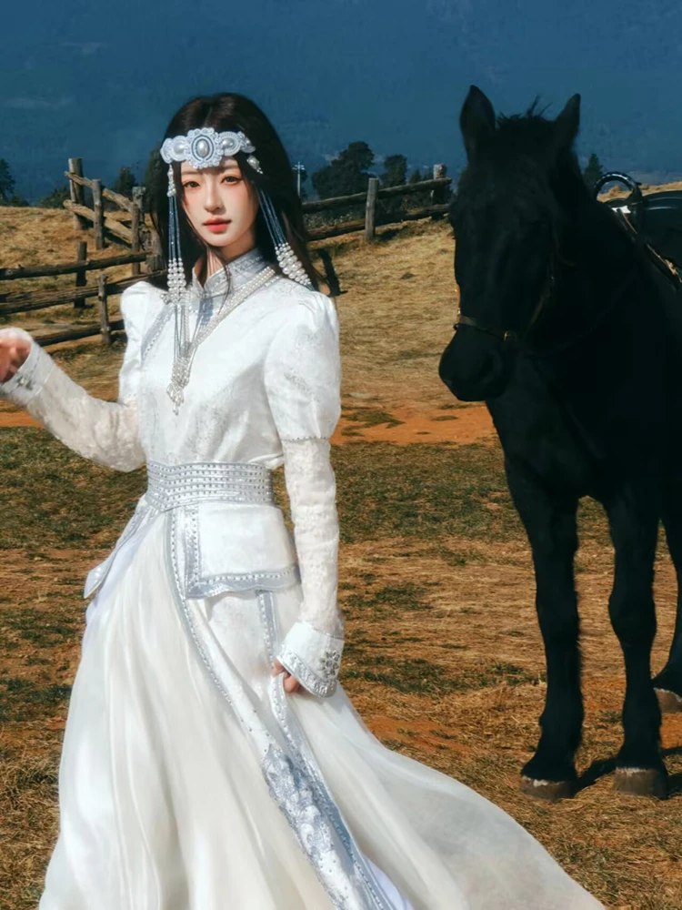 

Newest Mongolian Dance Performance Costume Photography Ethnic Minority Princess Travel Shoot Traditional Stage Outfit Women