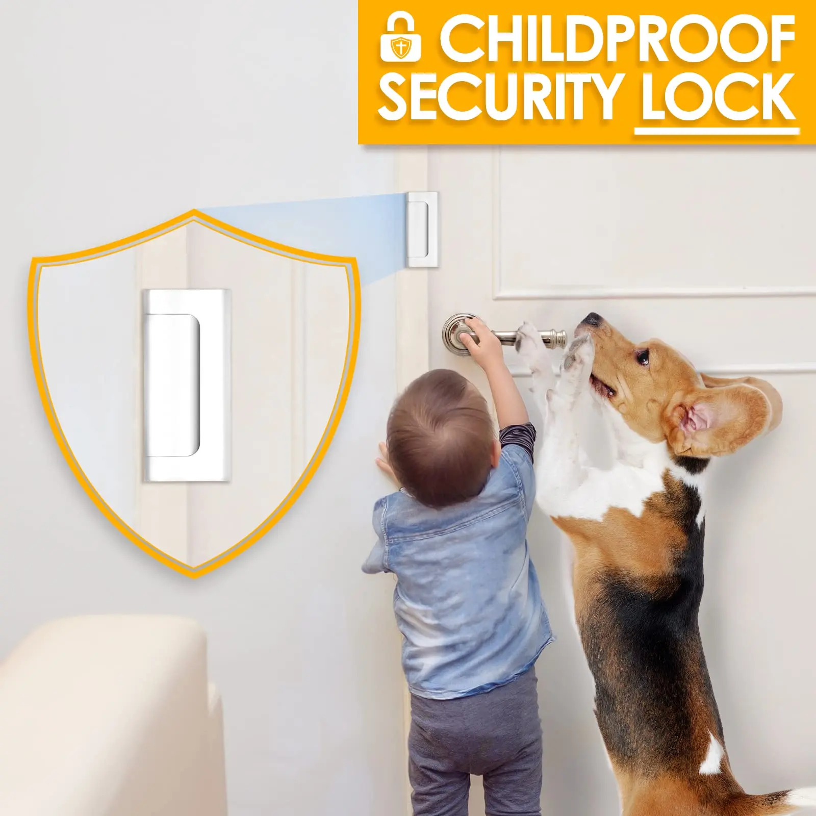 New Home Security Door Lock Aluminum Alloy Anti-theft Door Lock Childproof Door Reinforcement Lock with 3 Inch Stop image 3