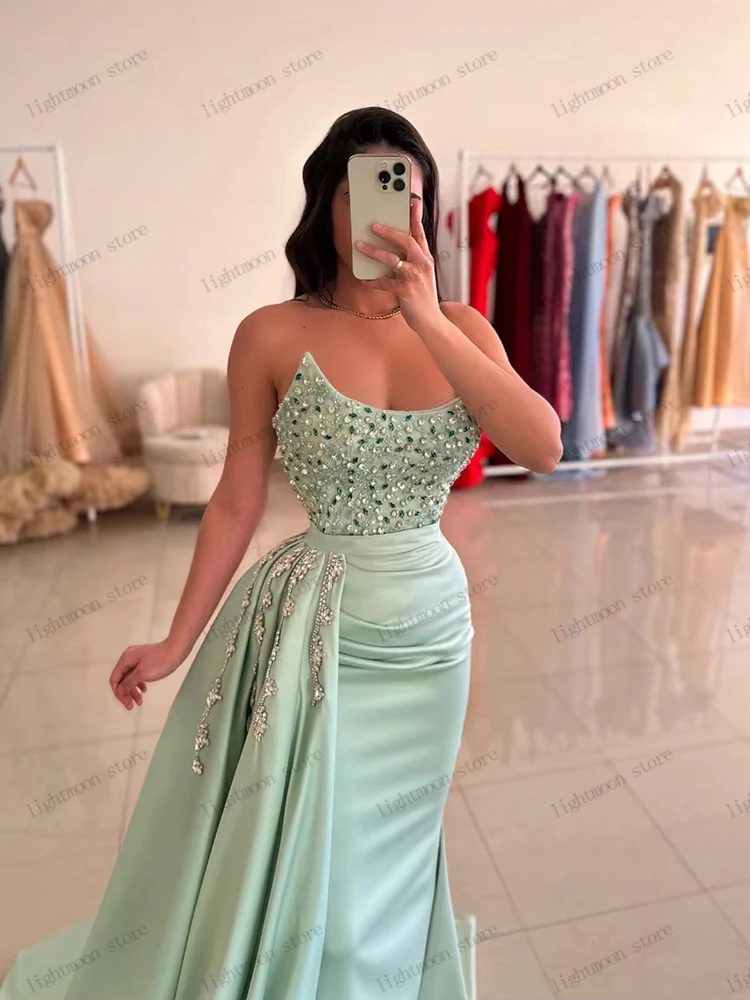 화려한 이브닝 드레스 새틴 프롬 드레스 비딩 아플리케 민소매 백리스 로브 우아한 베스티도스 데 갈라 맞춤 제작 2026