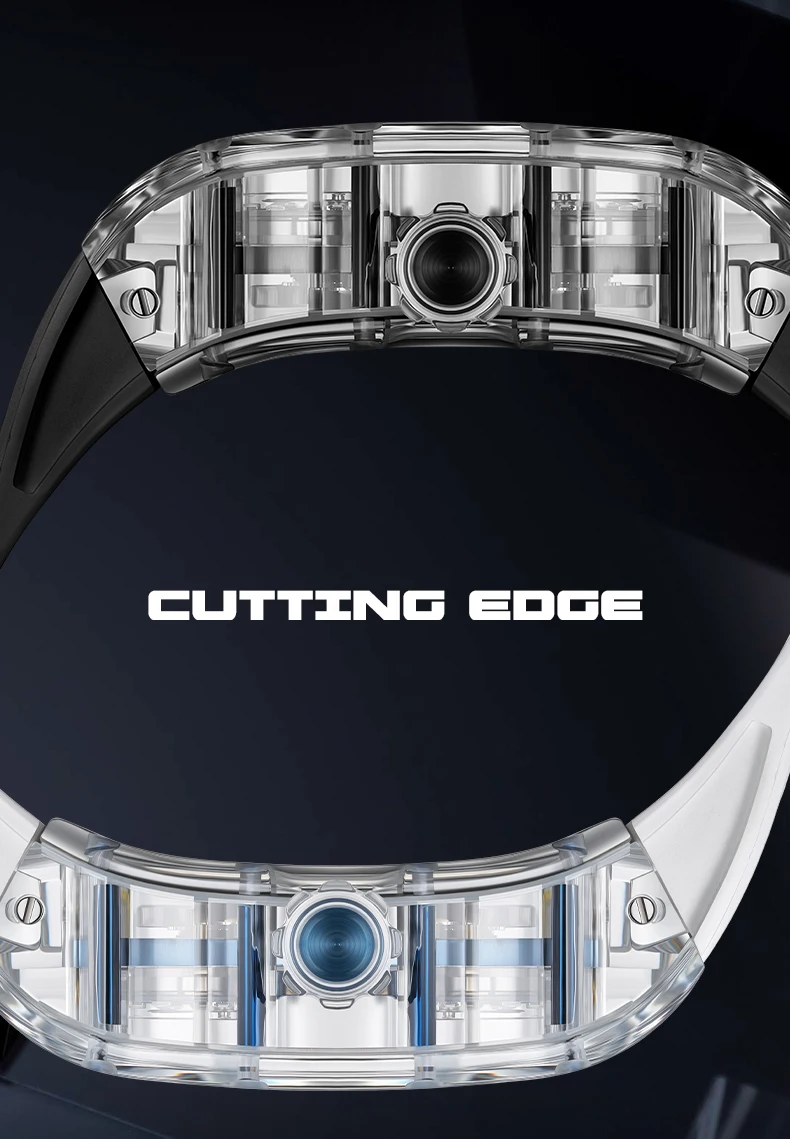 Bonest gatti relógio automático masculino de luxo 45mm caixa tonneau relógio de pulso mecânico esqueleto safira luminosa pulseira de borracha fluorada