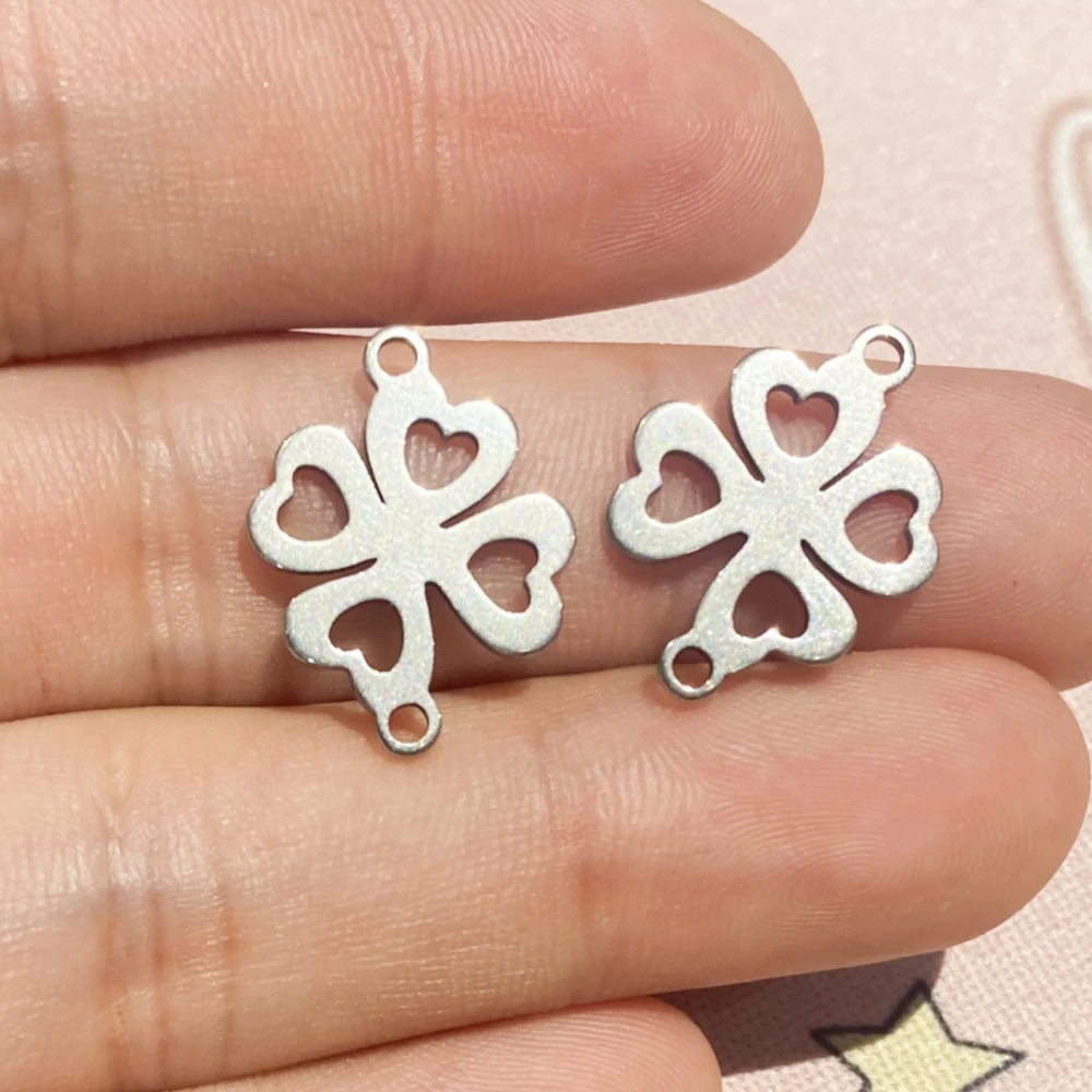 Classical Lucky Leaf Charm 30Pcs/Lot Steel Tow Holes Connector Four Leaves Jewelry Clover Pendant Diy Findings