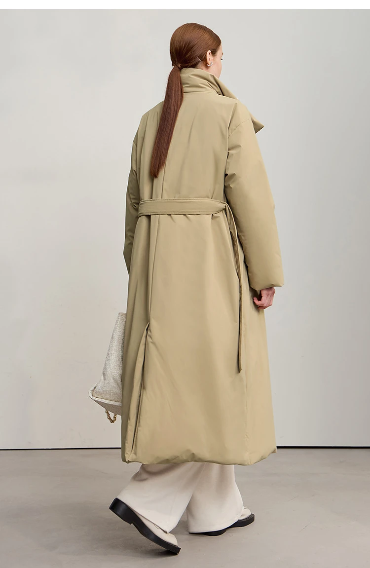 Amii Down Coats 2025 Winter New Solid Color Loose Long Women's Outerwear With Belt High Neck Thicken Warm Down Jacket 12544184