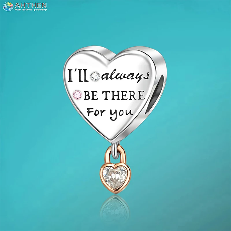 

Ahthen 925 Sterling Silver Hot Sale Beads Heart-shaped Dangle Charm fit Snake Chain Bracelets Necklaces for Women Jewelry Making