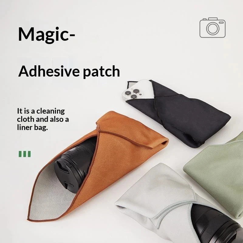 Folding Cloth Self-adhesive Camera Storage Bag Plush Wrapping Cloth Photography Camera Protective Wrap Anti Scratch