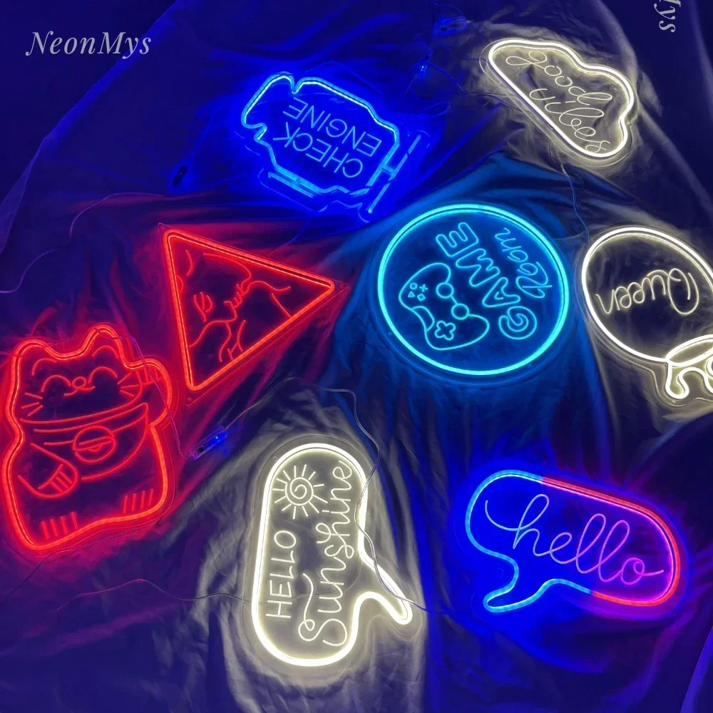 Letrero de neón de diseño tallado personalizado, decoración de pared para fiesta de boda, sala de juegos, señal de luz LED, regalos personalizados,