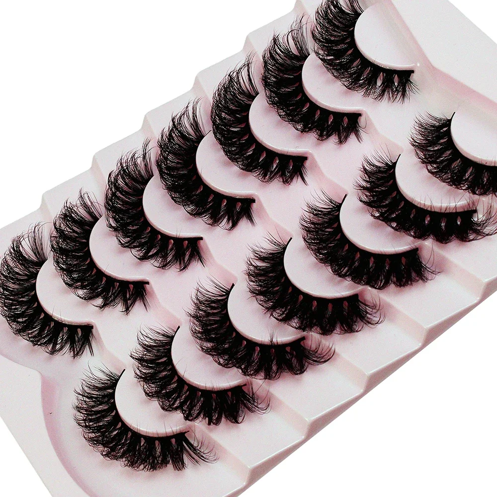 7 Pairs False Eyelashes Wispy Lashes Natural Look Fake Eyelashes Cat Eye Lashes Faux Mink Fluffy Strip False Lashes Pack