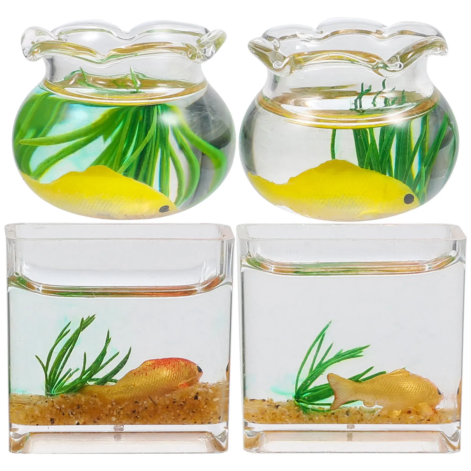 

4Pcs Koi Fish Bowls Miniature Realistic Glass Fish Tanks for 1:12 Micro Landscape Home Decor Dining Table Centerpiece
