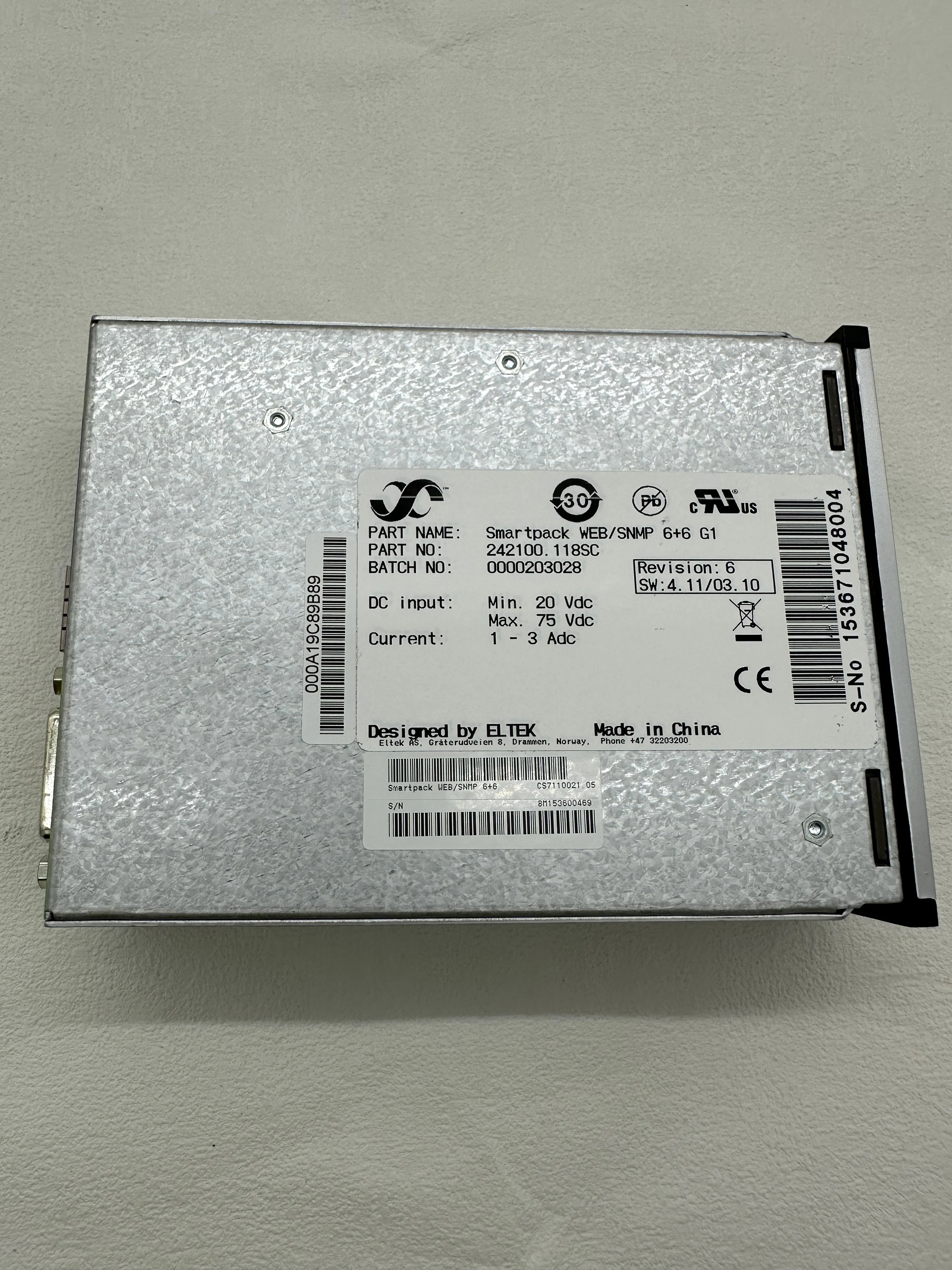 242100.118 CONTROL MODULE SMARTPACK 6 RELAY; DC INPUT MIN-20 VDC/ MAX 75