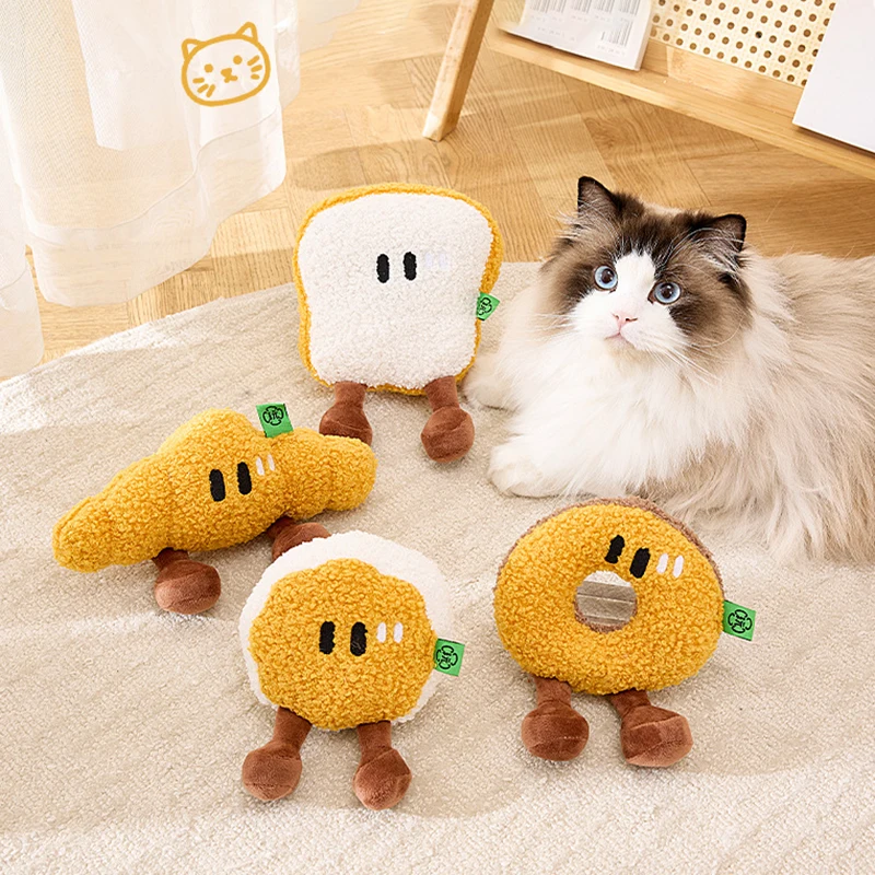 

Adorable Baking Designs Chew Toy for Cats Washable Scratch-resistant Soft Teddy Fleece Cats Toys with Catnip Zabawki Dla Kota