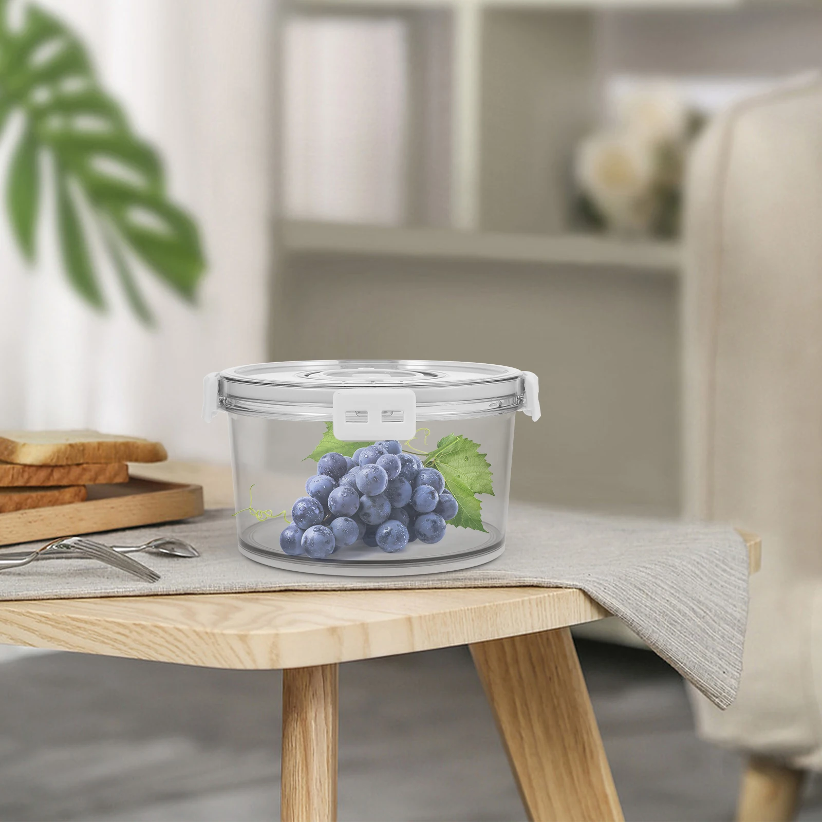 

Round Preservation Box Food Storage Fruit Container for Fridge Produce Organizer Timer