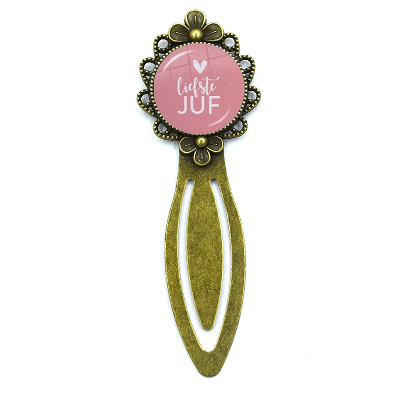 VOOR DE Liefste Juf Sleutelhanger Bookmark Book Mark Label Glass Gems Book Page Marker For Gift School Office Decor