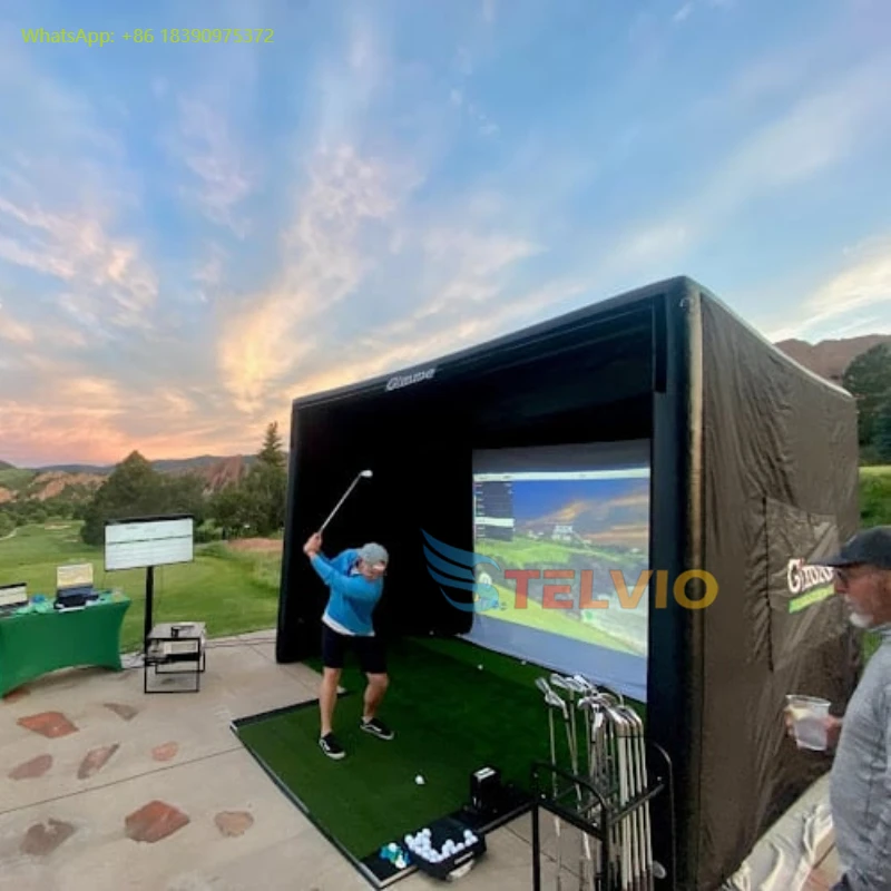

Hot Sale Portable Outdoor Indoor Backyard Practice Inflatable Golf Simulator Tent Hitting Cage With High Impact Screen