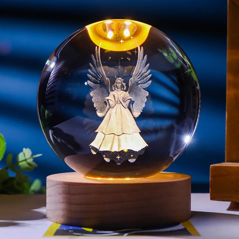 USB LED Night Light Galaxy Crystal Ball Table Lamp 3D Planet Moon Lamp Bedroom Home Decor for Kids Party Children Birthday Gifts