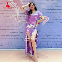 BellyDance Outfit Customize Sequined Robe+Headscarf+Hip Scarf 3pcs Balady Shabby Saidi Performance Clothing Dancer's Vitality