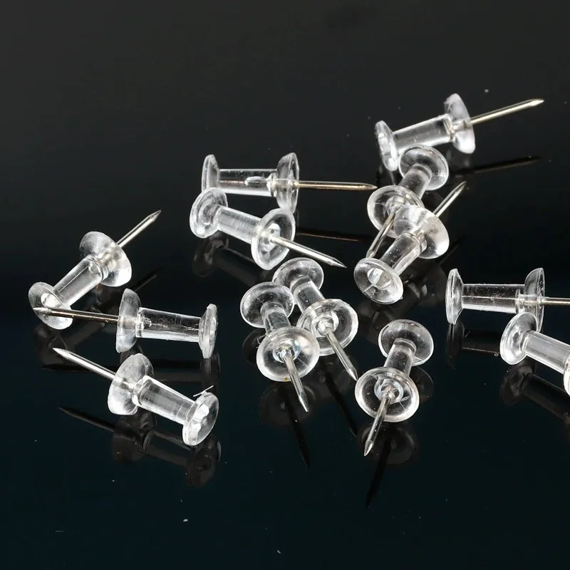 50PCS Push Pins Clear Multicolor Plastic Head Thumb Tacks For Bulletin Board Corkboard Office Photo DIY Craft Projects