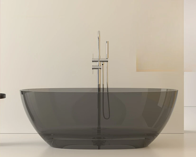 Transparent colored resin bathtub online celebrity goose egg-shaped integrated bathtub