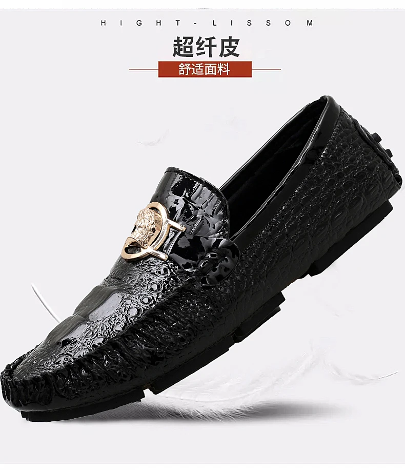Herren-Slipper mit Krokodilmuster, Frühling/Sommer 2025, Britischer Stil, Glänzendes Leder, Lässige Loafer, Handgefertigt – Detail 6