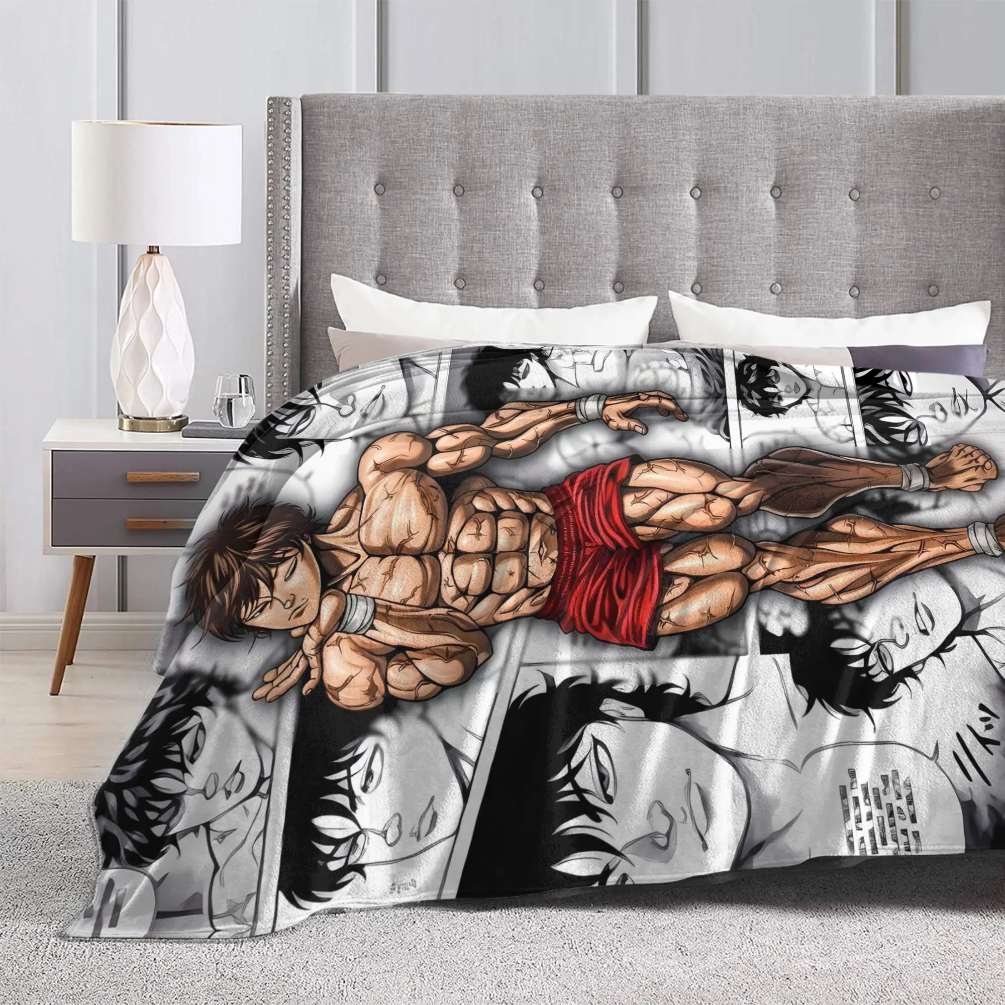 Anime B-BakiBaki Blanket Quality Warm Soft  Bedding Throws Winter Students Home Decor Graphic Bedspread