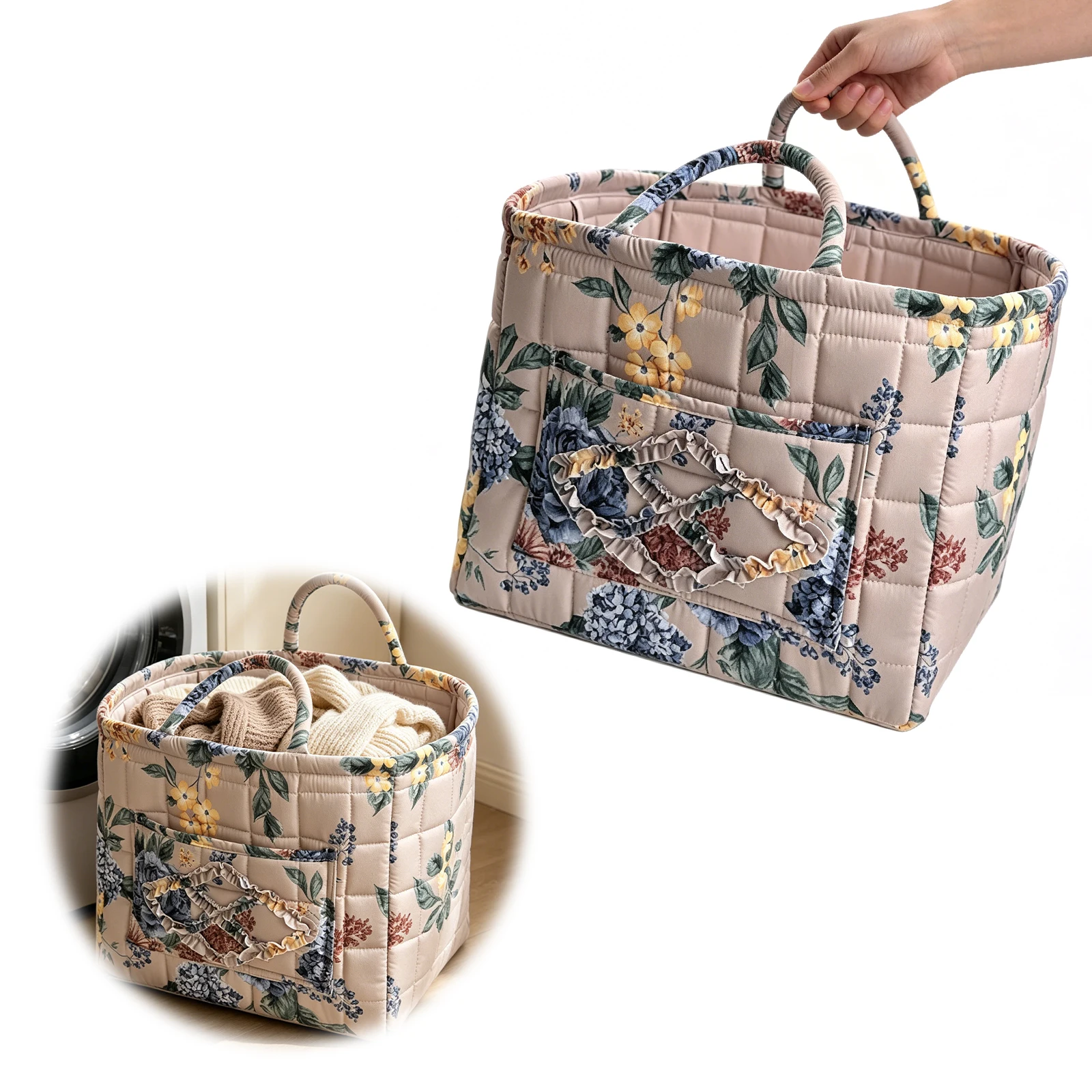 Home Decor Hampers - Women Floral Boho Fabric Storage Basket